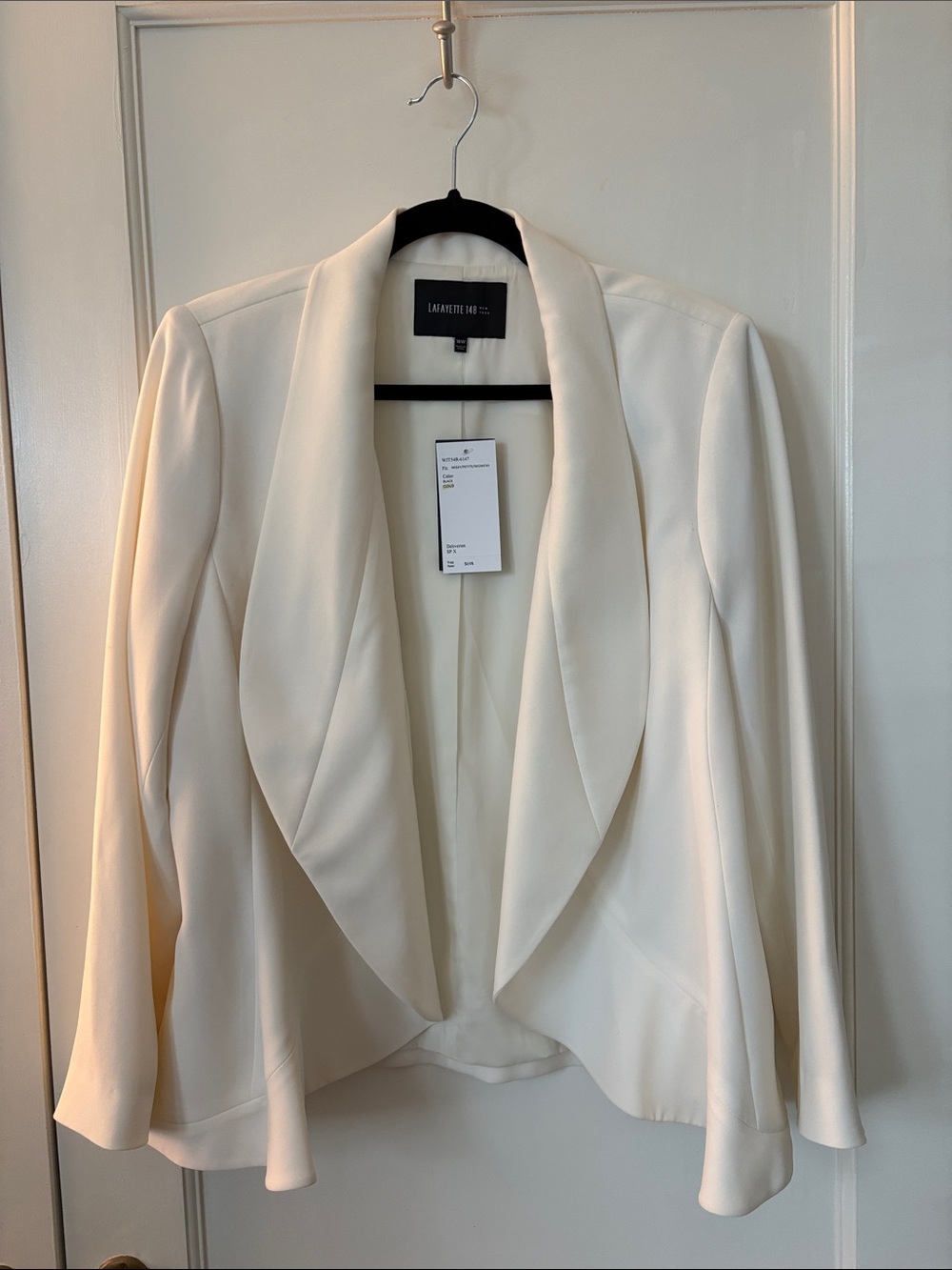 Lafayette 148 New York Cream Draped Open-Front Blazer